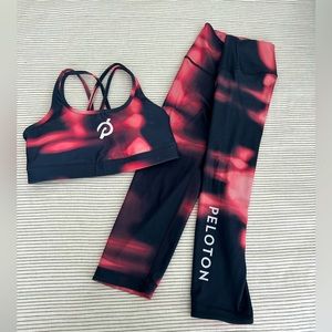 Peloton cropped leggings and sports bra set.